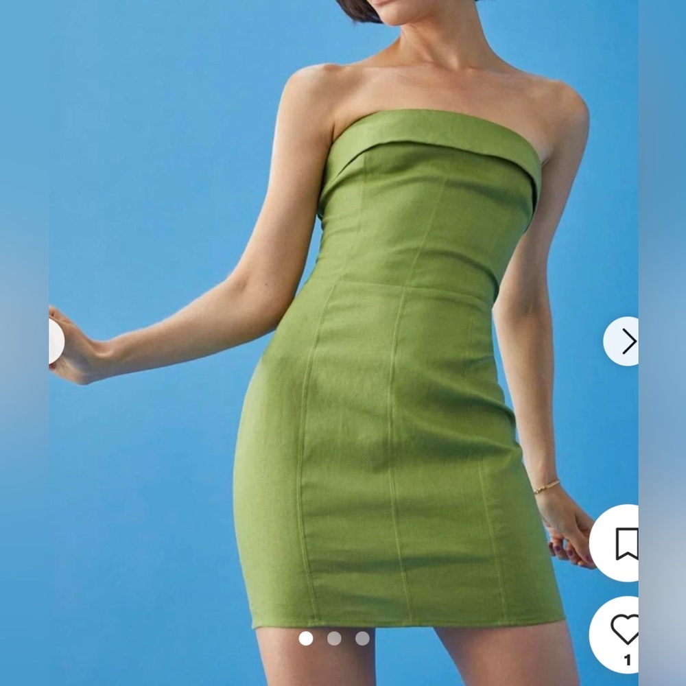 NWT Reformation Strapless Linen Dress 2 Avocado